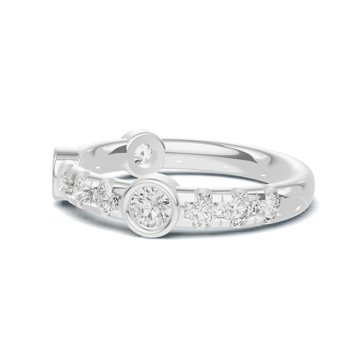 Exquisite Bezel Set Ring 14K White Gold
