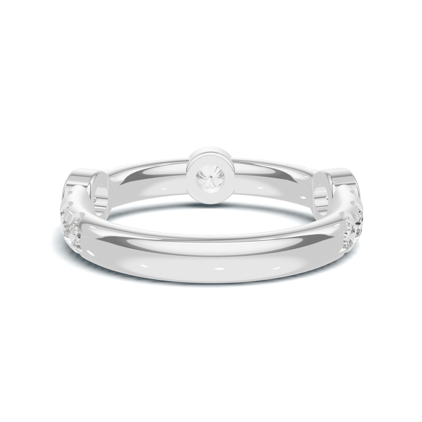 Exquisite Bezel Set Ring 14K White Gold