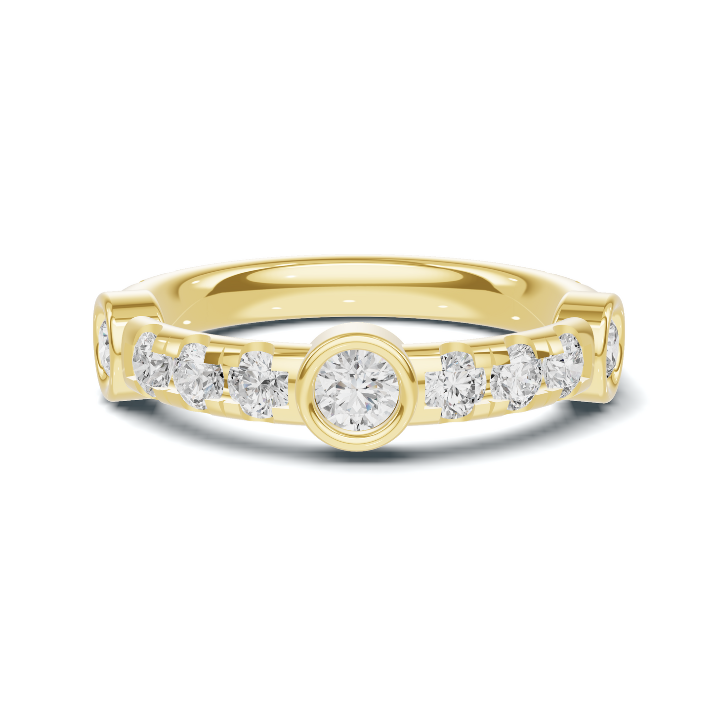 Exquisite Bezel Set Ring 14K Yellow Gold