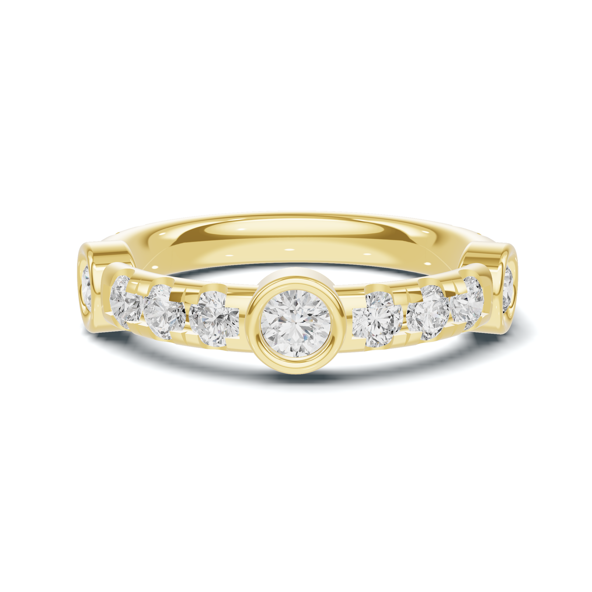 Exquisite Bezel Set Ring 14K Yellow Gold