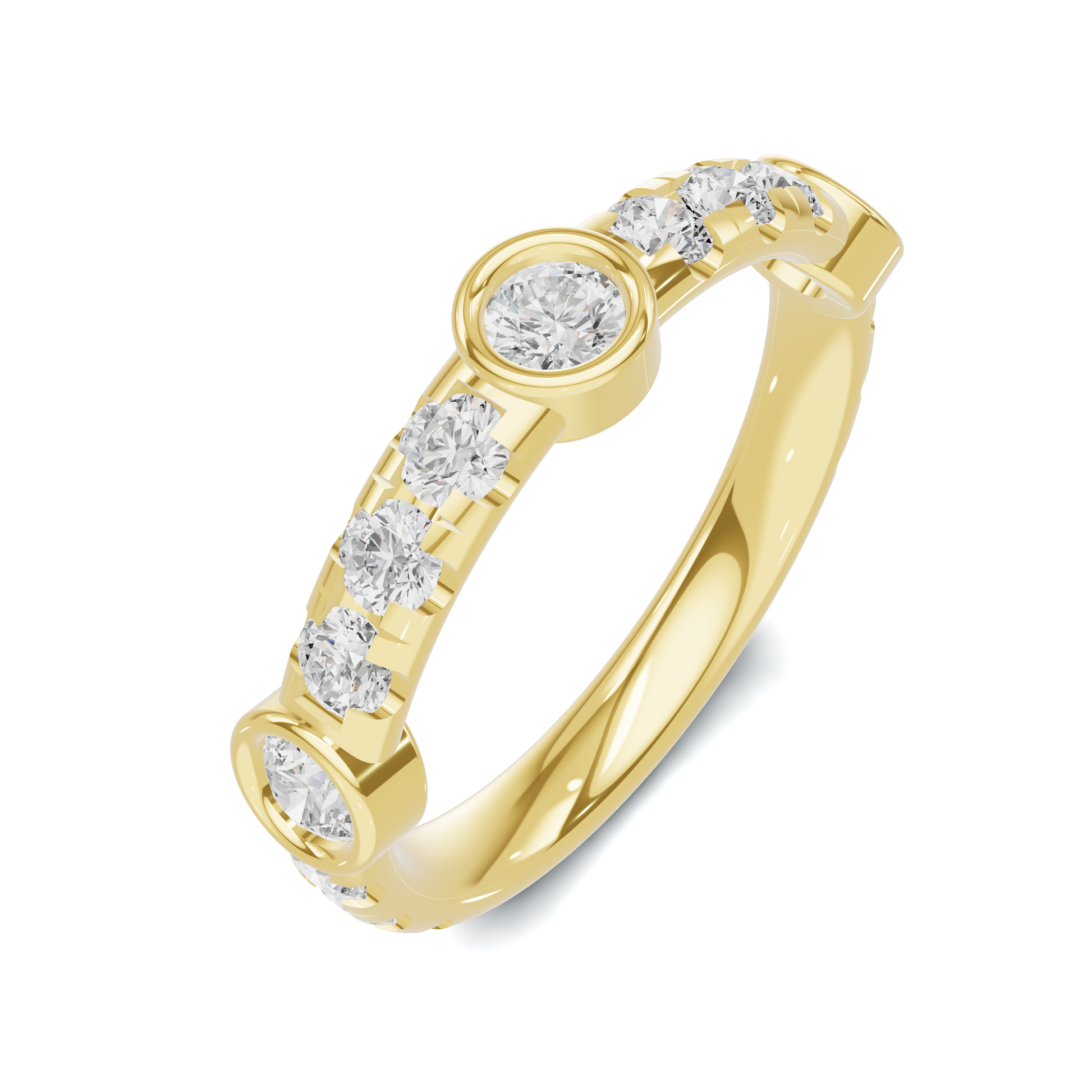 Exquisite Bezel Set Ring 14K Yellow Gold