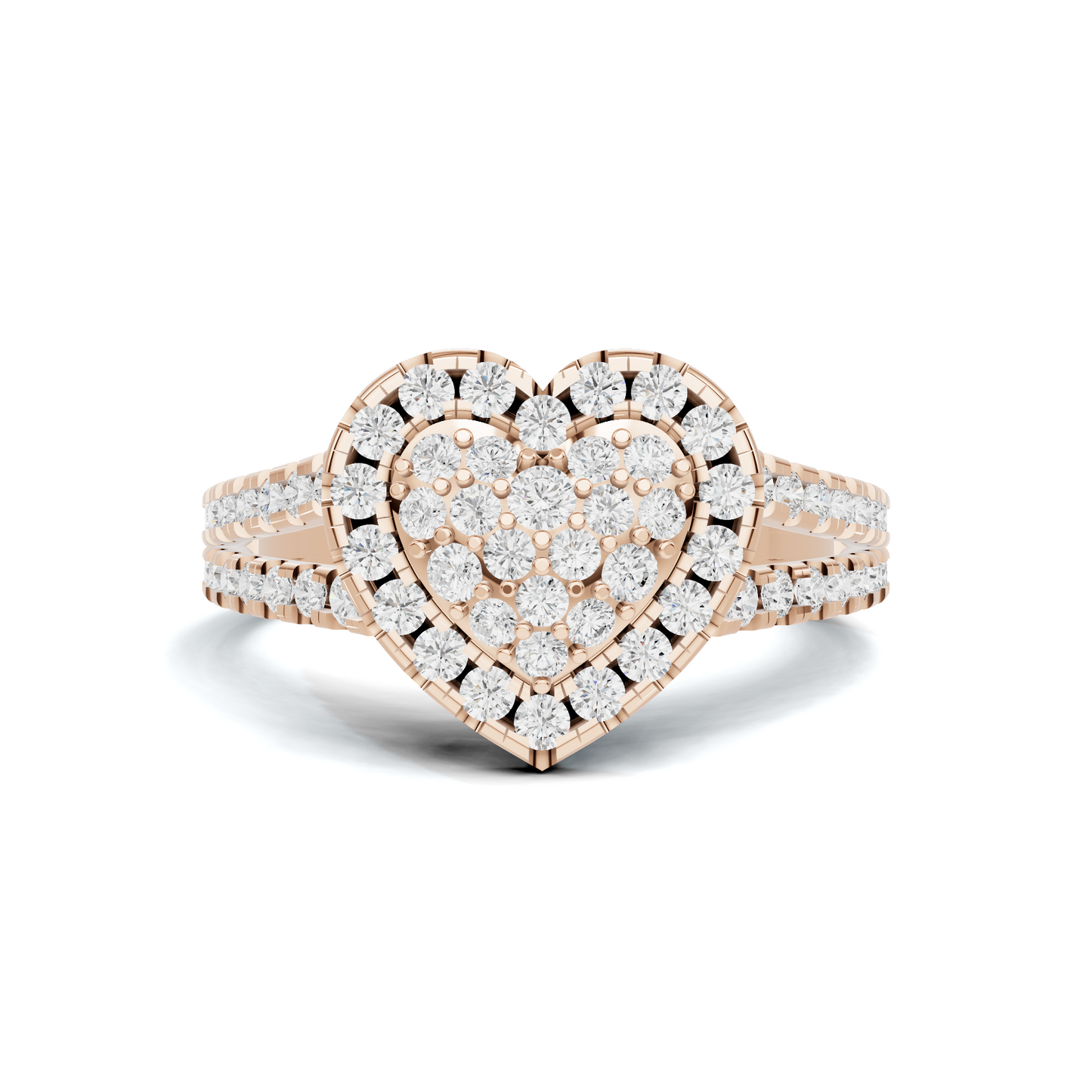 Paved Heart Cluster Ring 14K Rose Gold