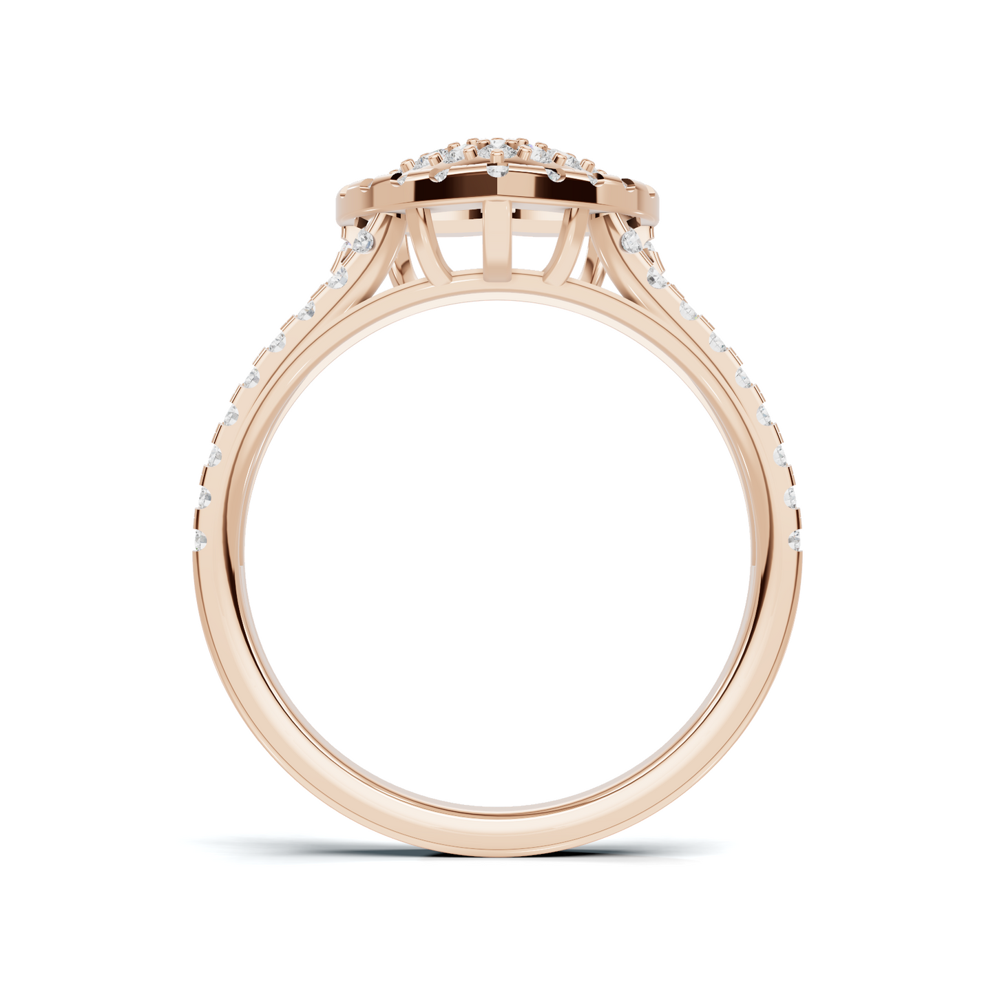 Paved Heart Cluster Ring 14K Rose Gold