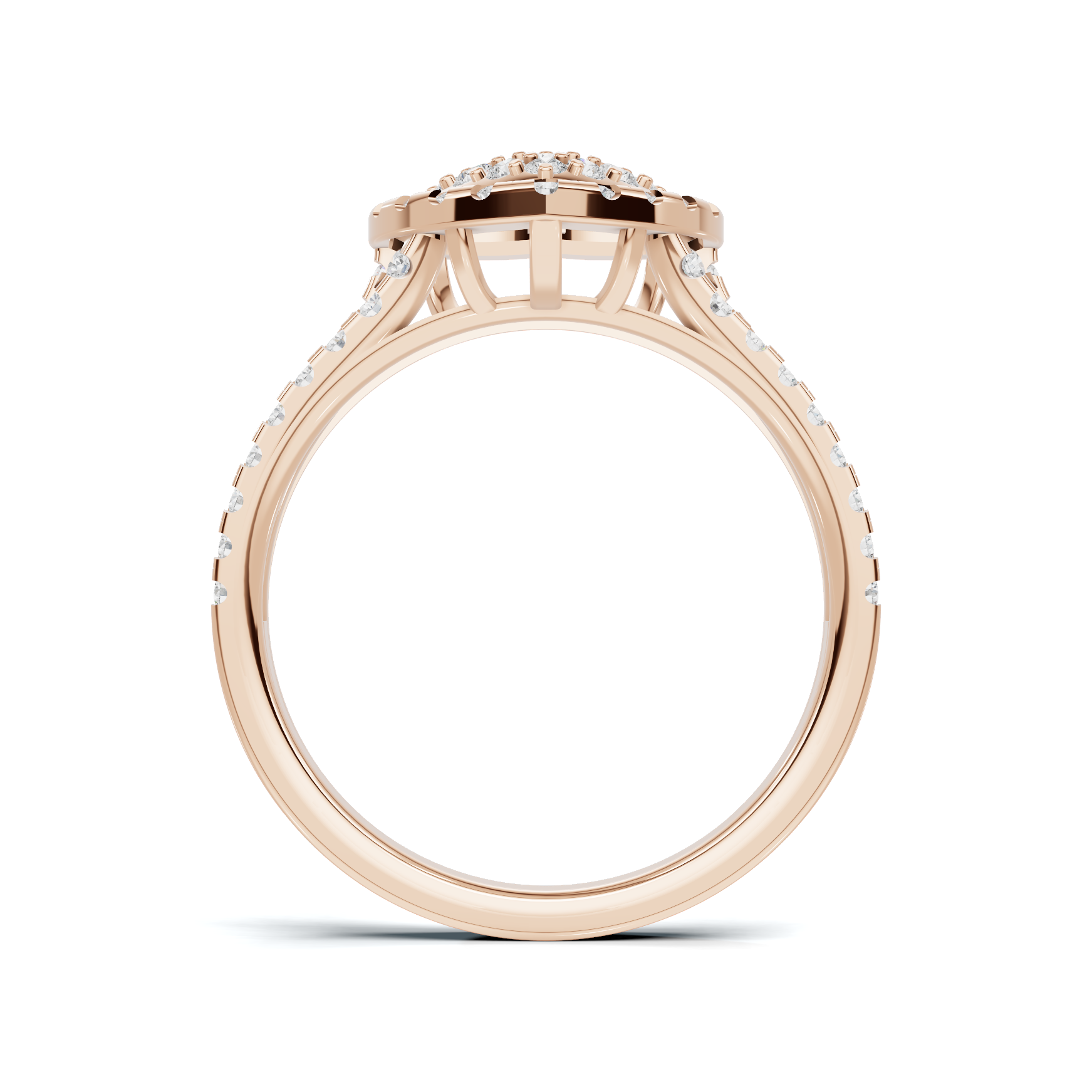 Paved Heart Cluster Ring 14K Rose Gold