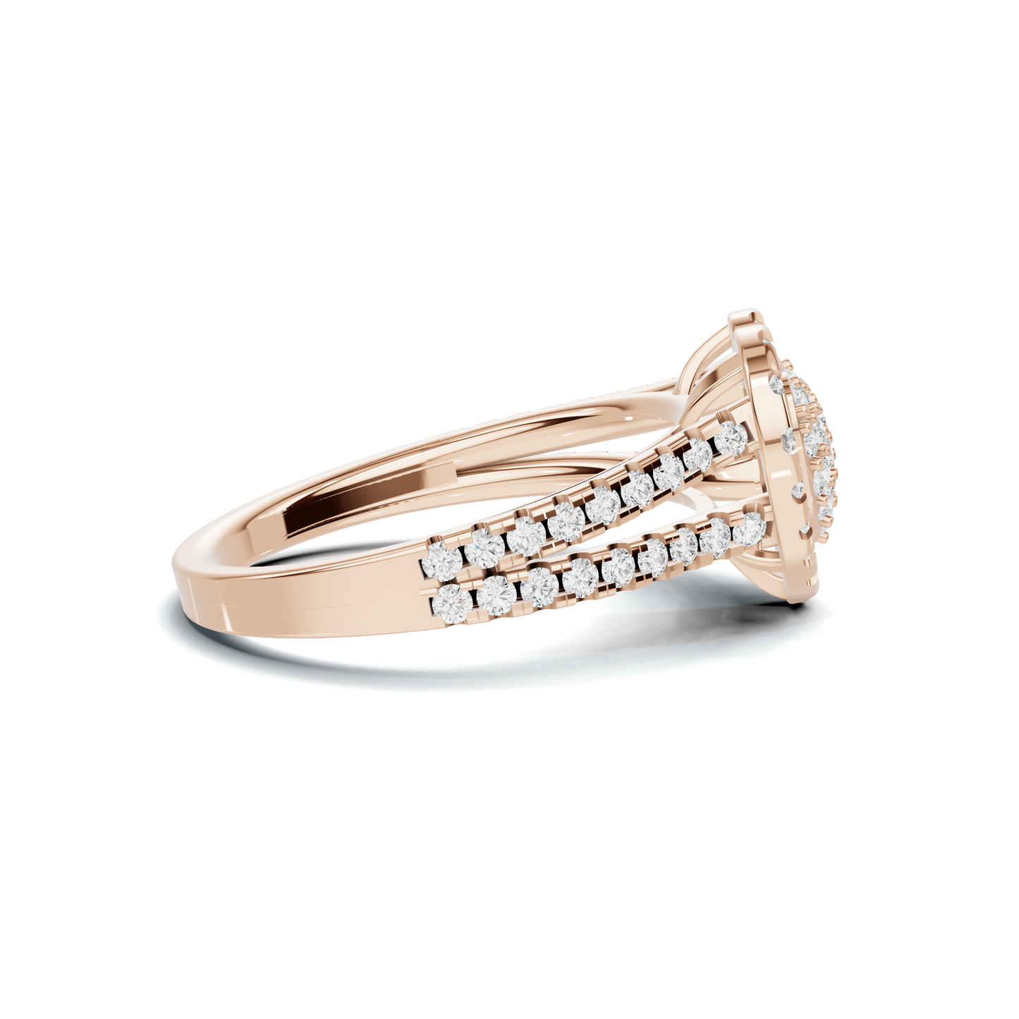 Paved Heart Cluster Ring 14K Rose Gold