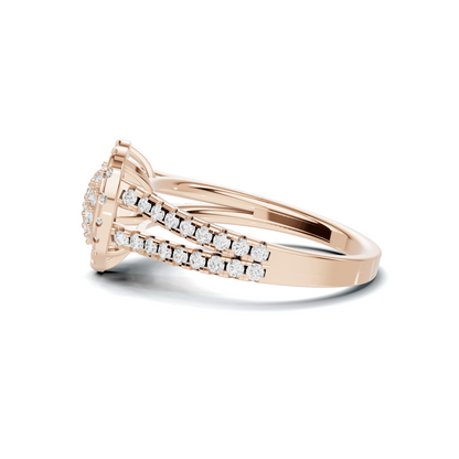 Paved Heart Cluster Ring 14K Rose Gold