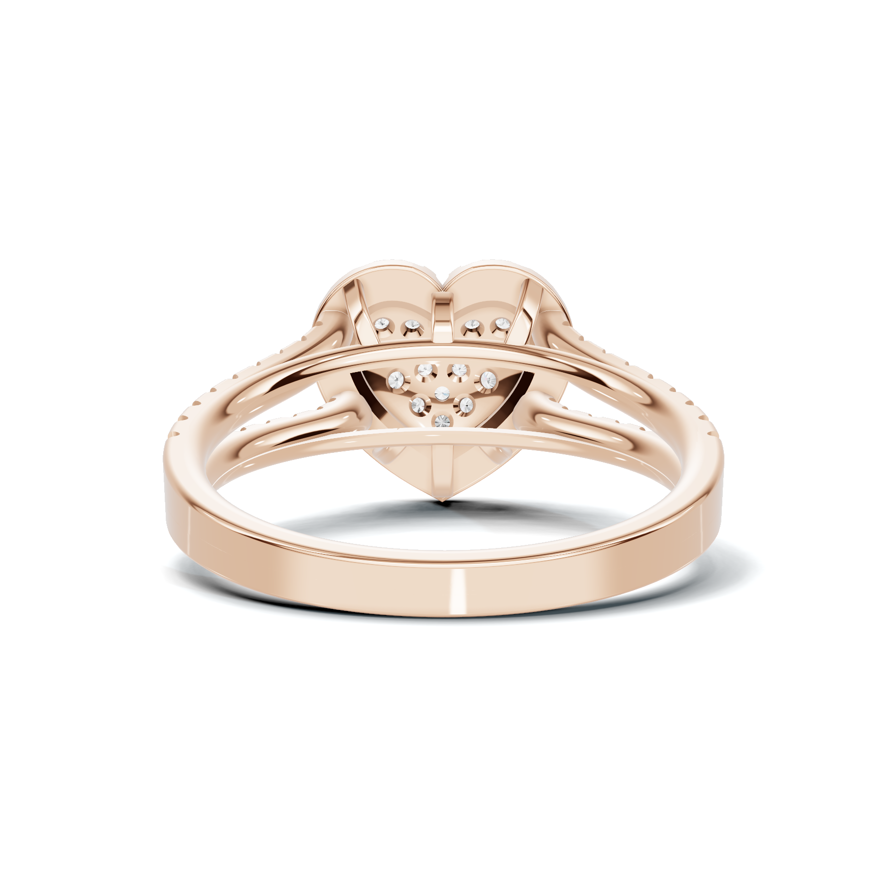Paved Heart Cluster Ring 14K Rose Gold