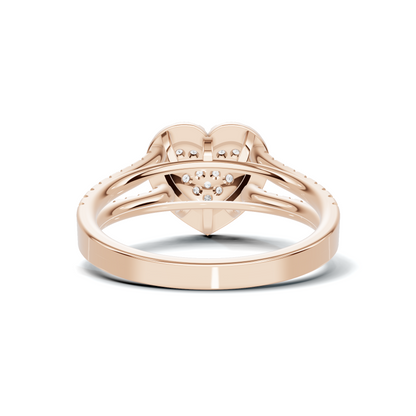 Paved Heart Cluster Ring 14K Rose Gold