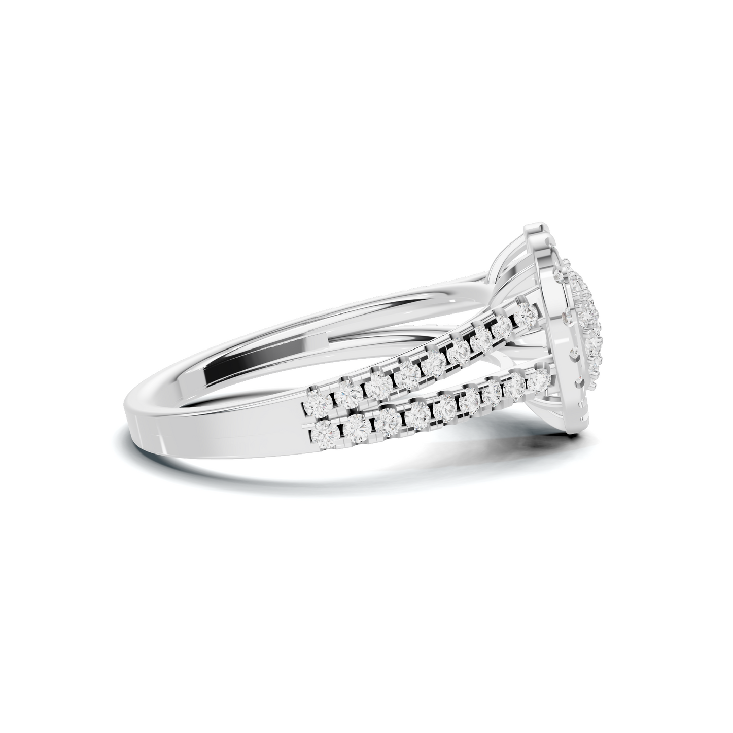 Paved Heart Cluster Ring 14K White Gold