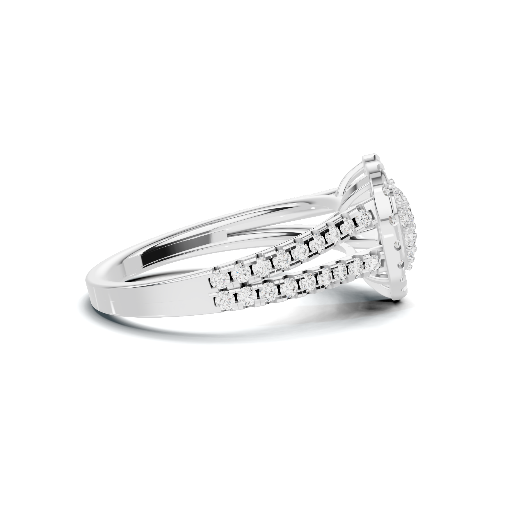Paved Heart Cluster Ring 14K White Gold