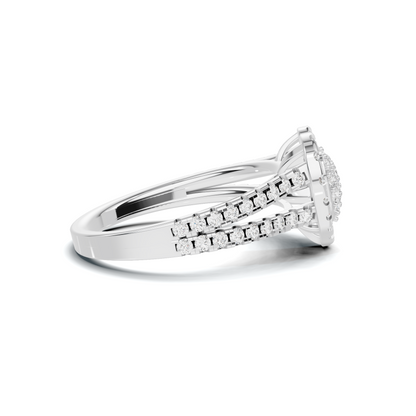 Paved Heart Cluster Ring 14K White Gold