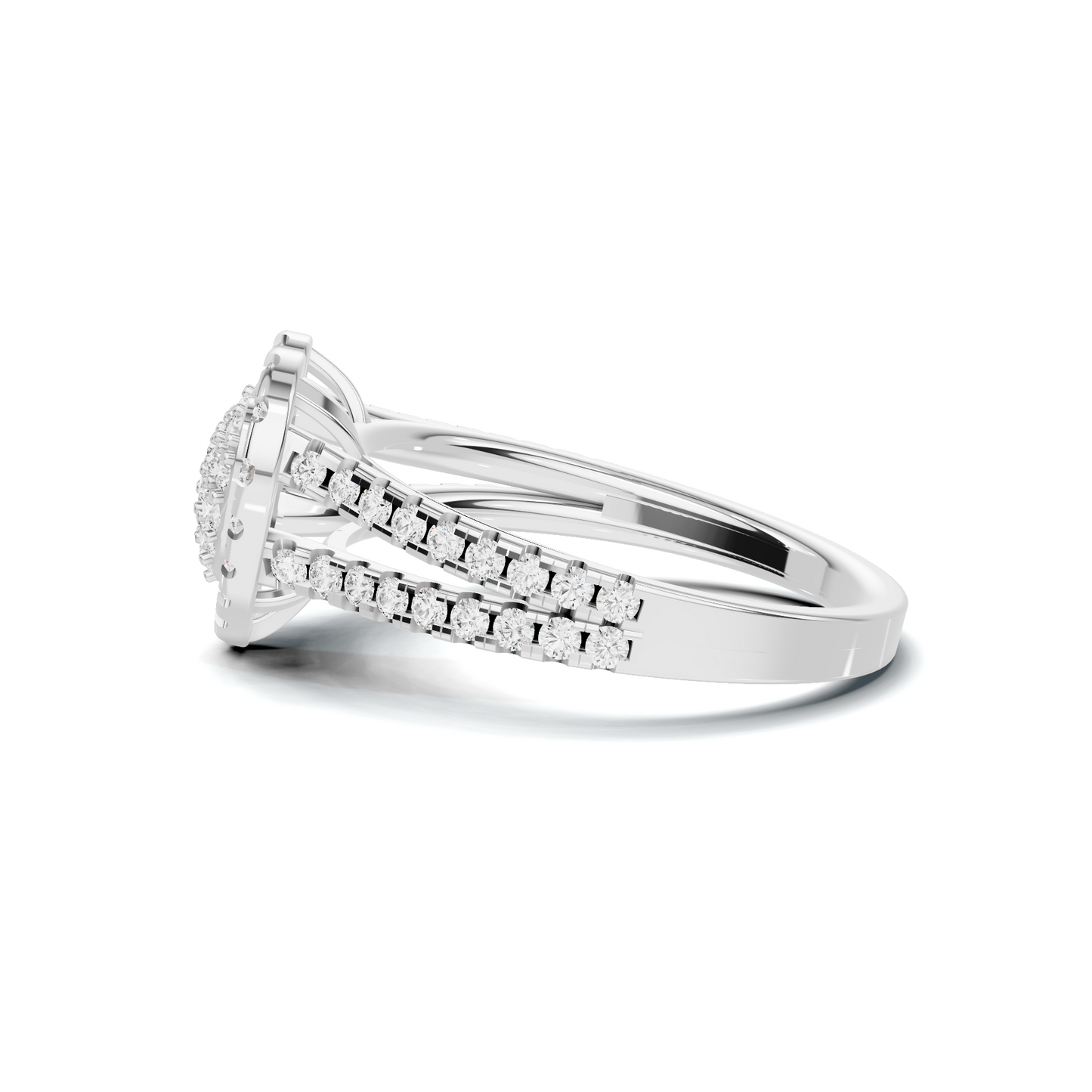 Paved Heart Cluster Ring 14K White Gold
