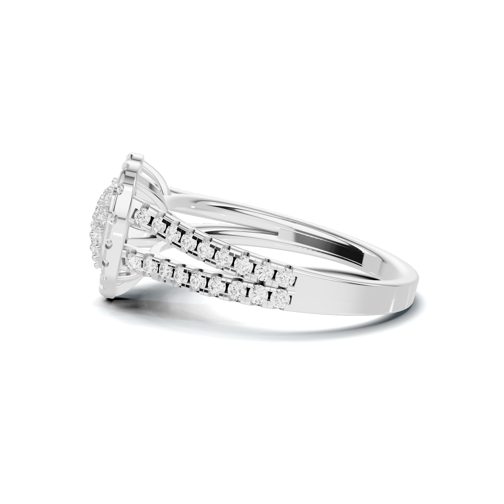 Paved Heart Cluster Ring 14K White Gold