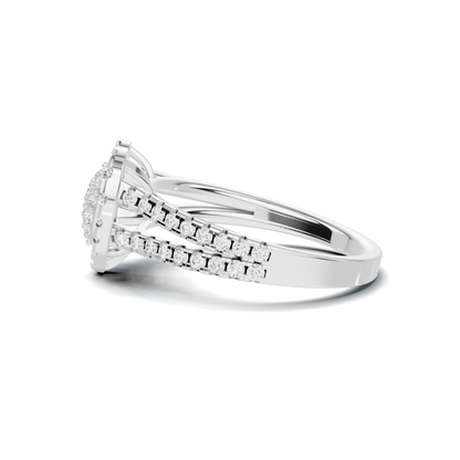 Paved Heart Cluster Ring 14K White Gold