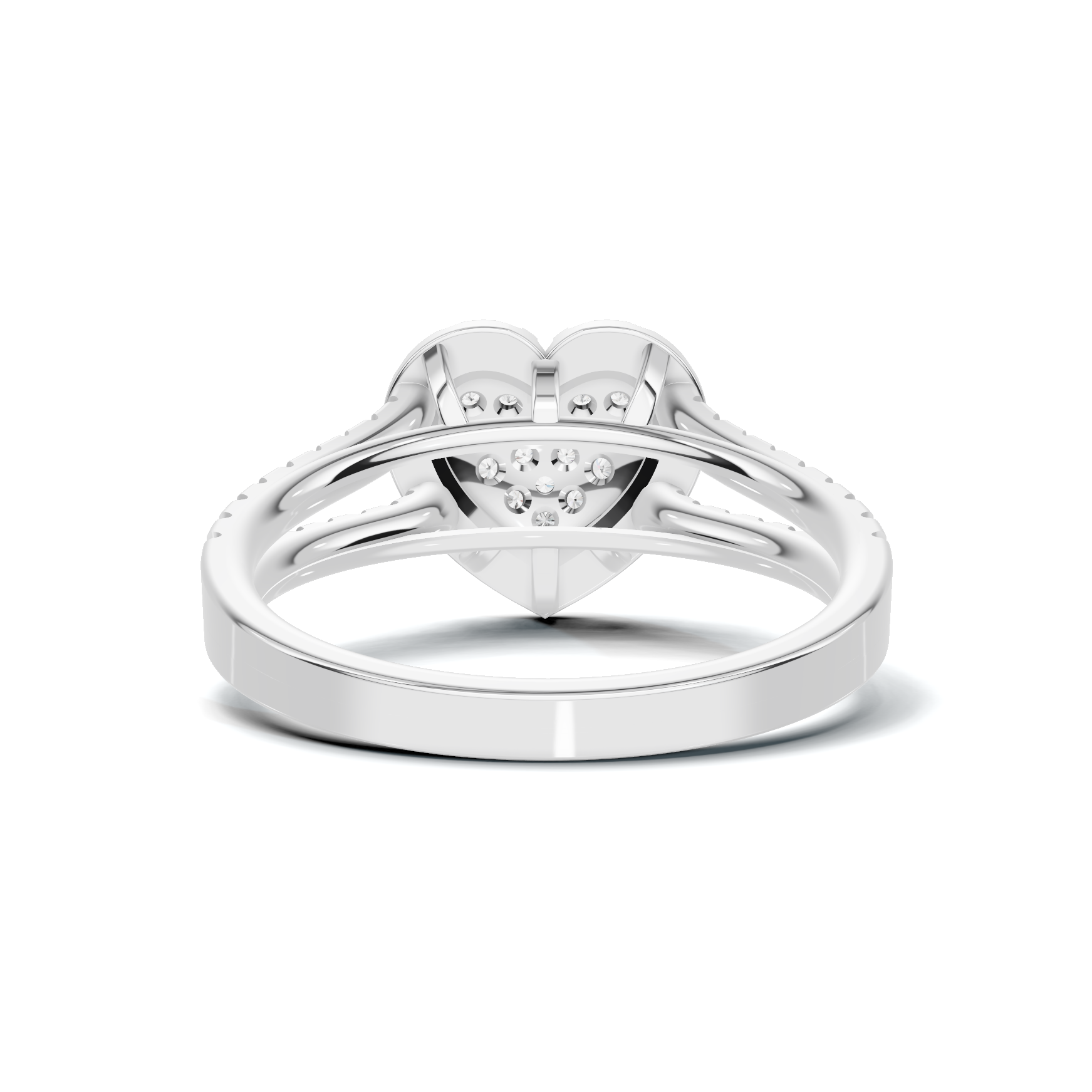 Paved Heart Cluster Ring 14K White Gold