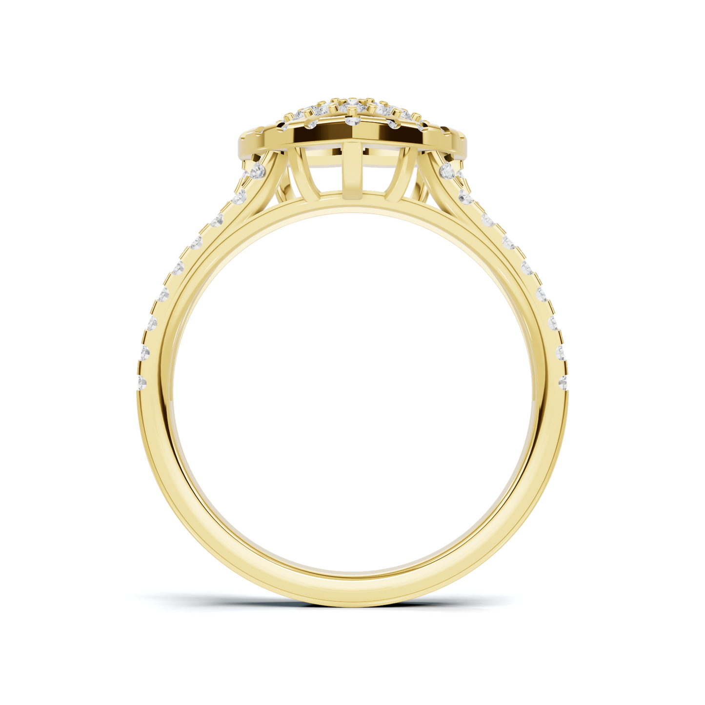 Paved Heart Cluster Ring 14K Yellow Gold