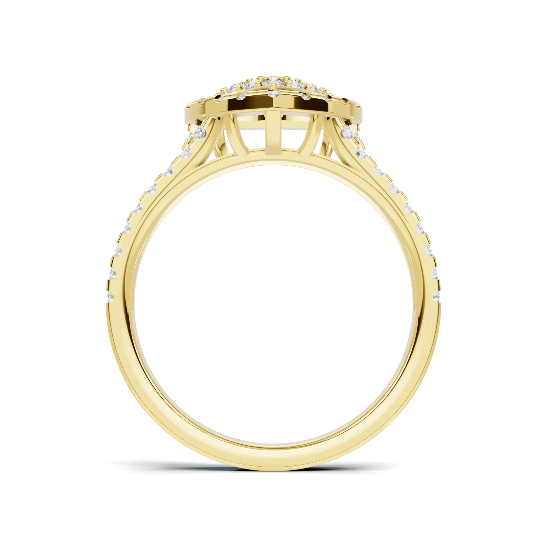 Paved Heart Cluster Ring 14K Yellow Gold