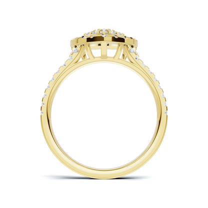 Paved Heart Cluster Ring 14K Yellow Gold