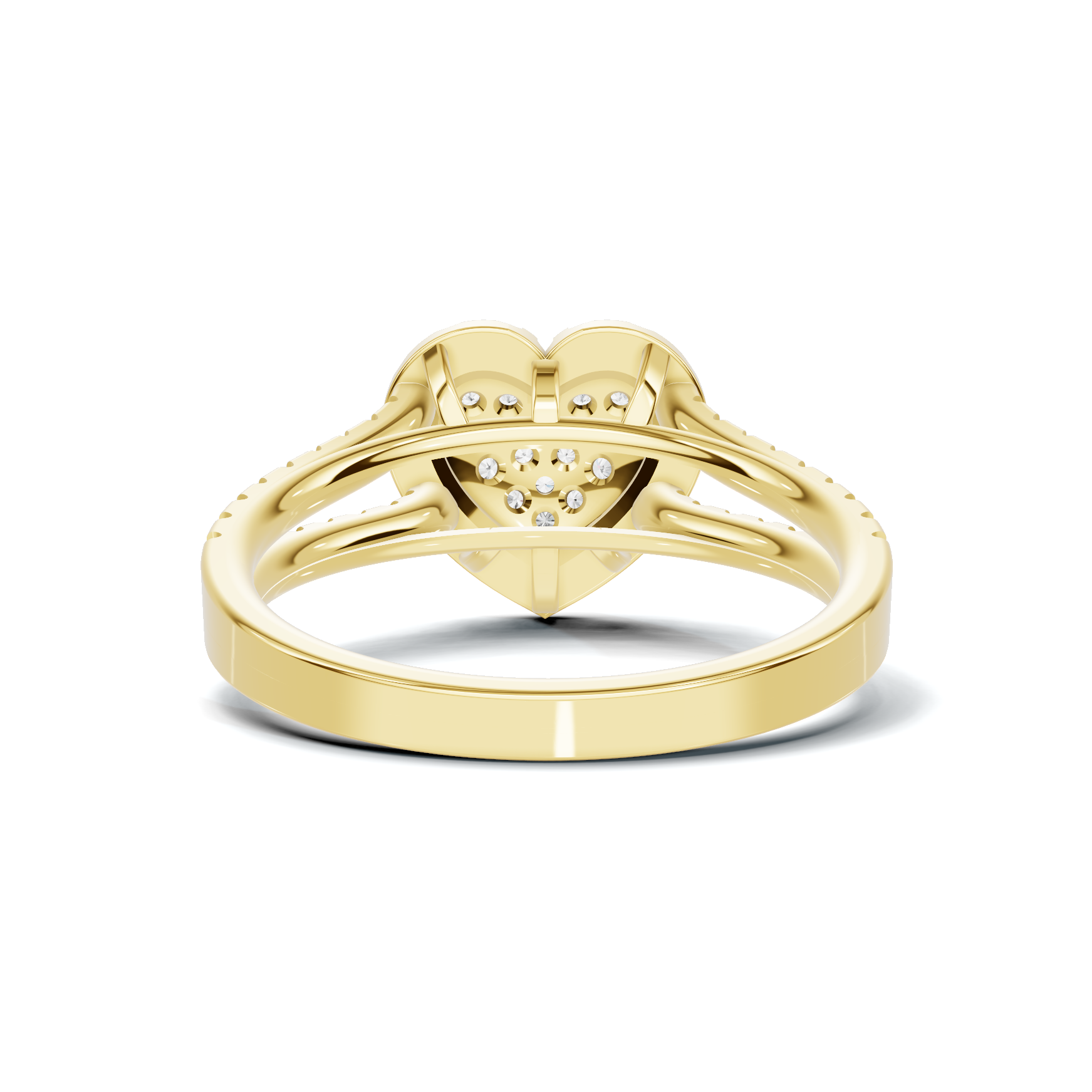 Paved Heart Cluster Ring 14K Yellow Gold