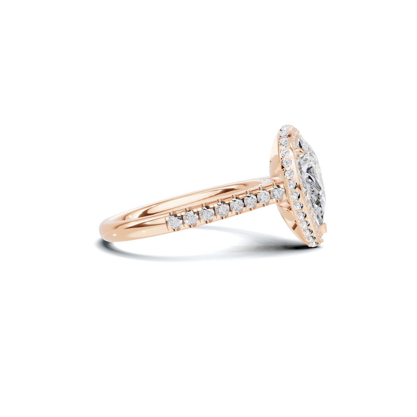 Elegant Halo Ring 14K Rose Gold