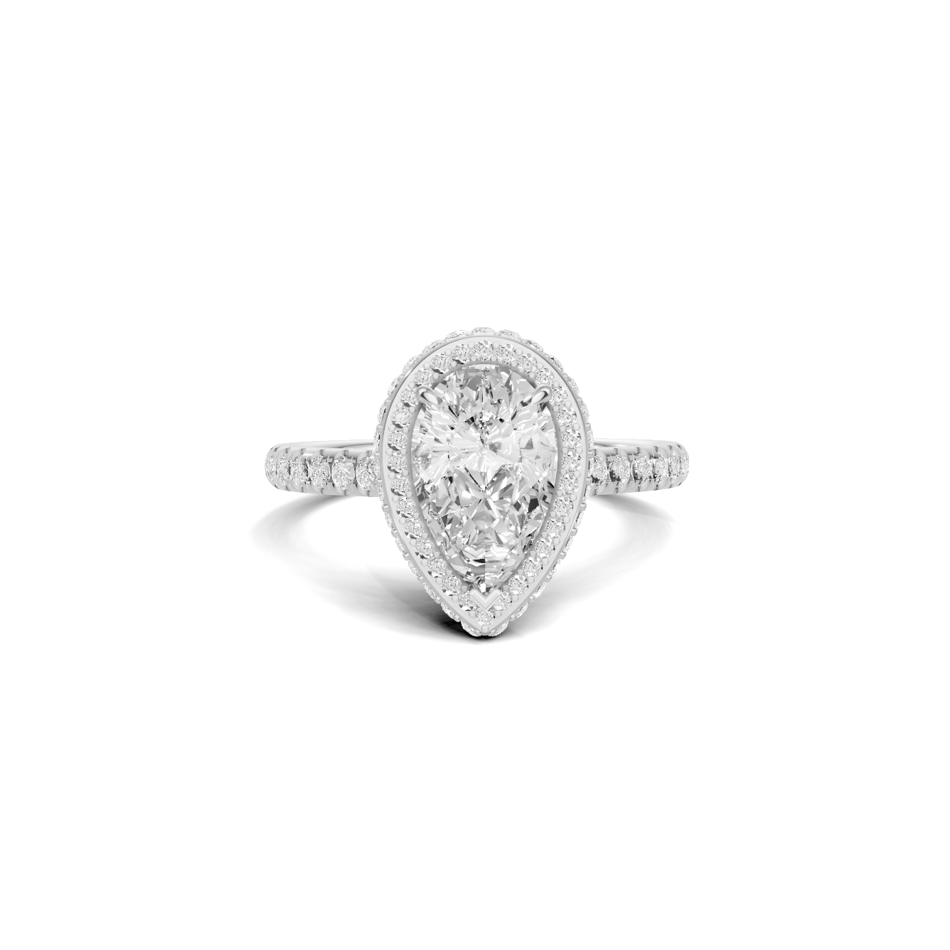 Elegant Halo Ring 14K White Gold