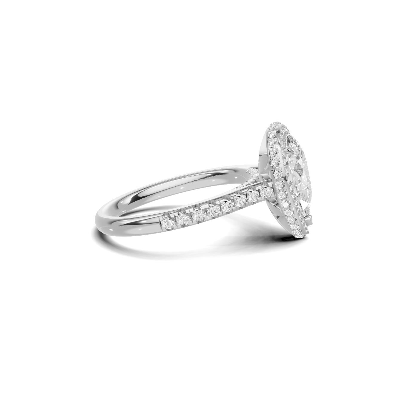 Elegant Halo Ring 14K White Gold