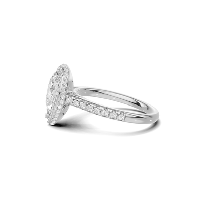 Elegant Halo Ring 14K White Gold