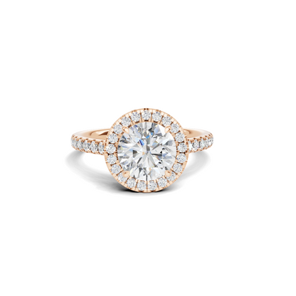 Pave Halo Statement Ring 14K Rose Gold