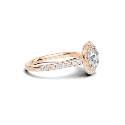 Pave Halo Statement Ring 14K Rose Gold