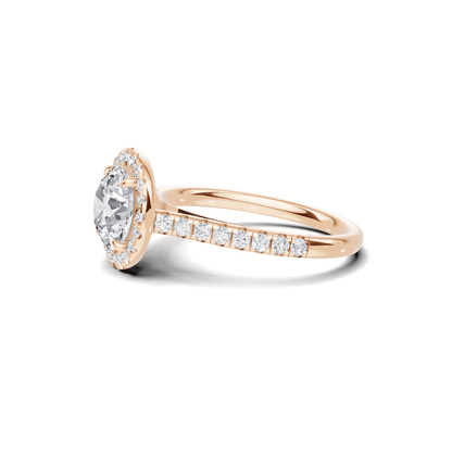 Pave Halo Statement Ring 14K Rose Gold