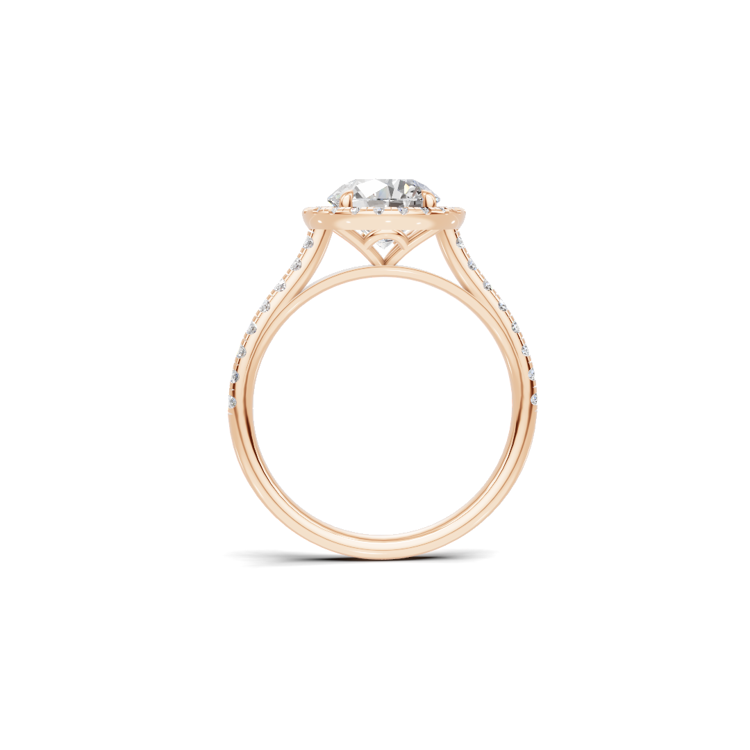 Pave Halo Statement Ring 14K Rose Gold