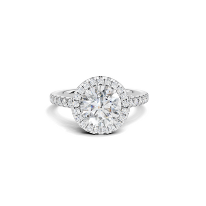 Pave Halo Statement Ring 14K White Gold