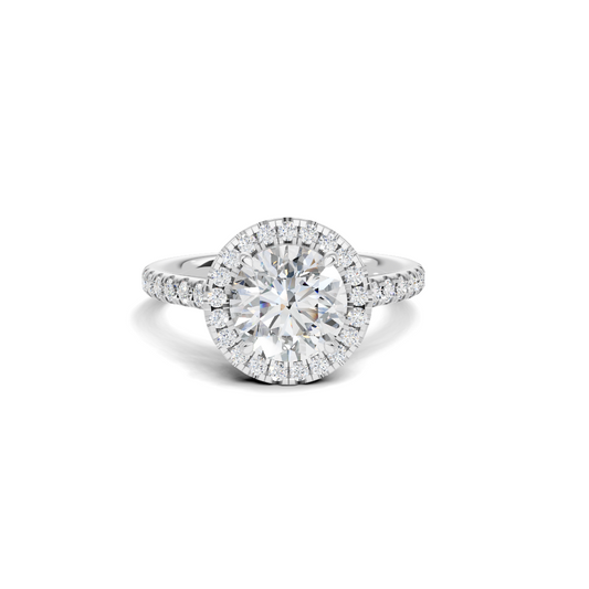Pave Halo Statement Ring 14K White Gold