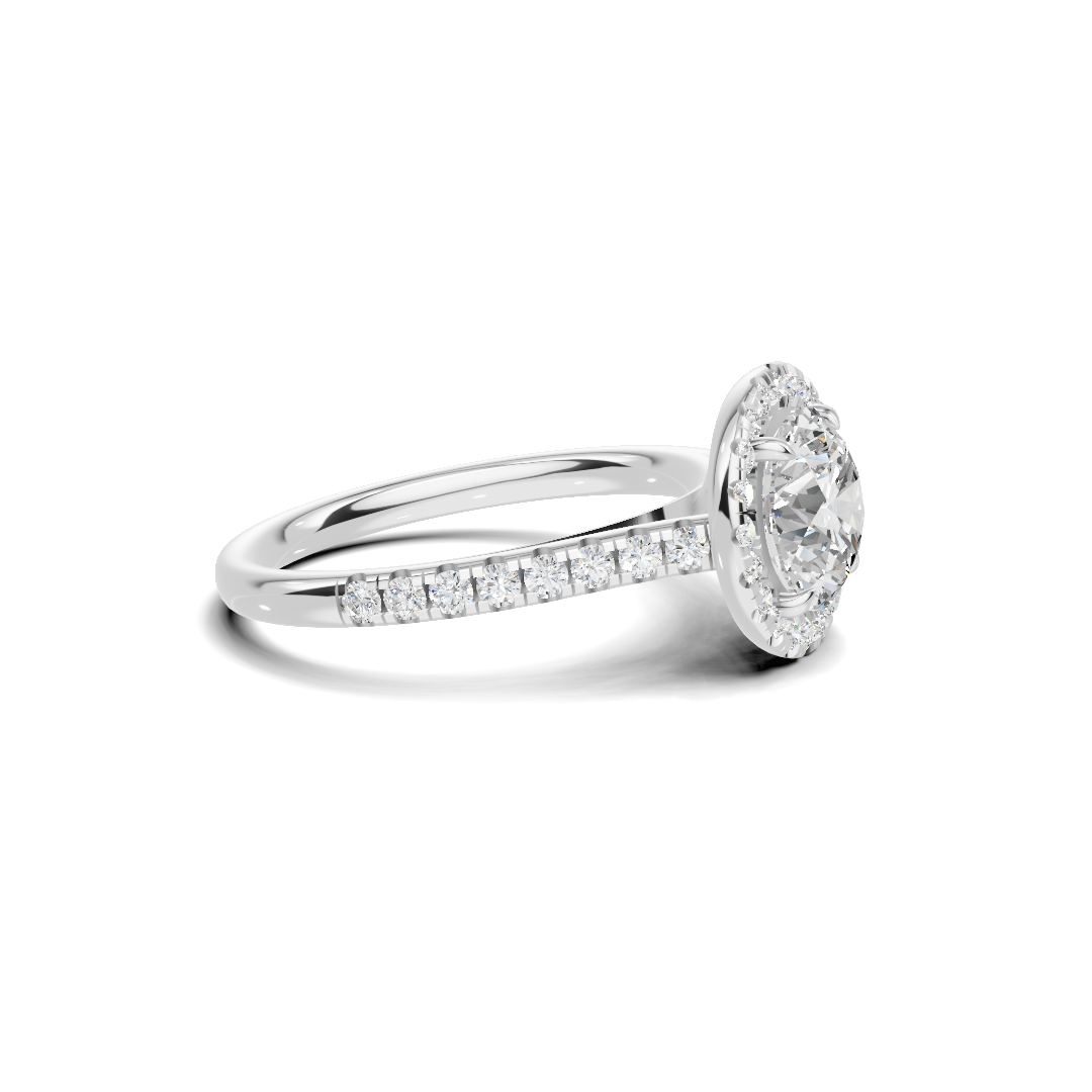 Pave Halo Statement Ring 14K White Gold