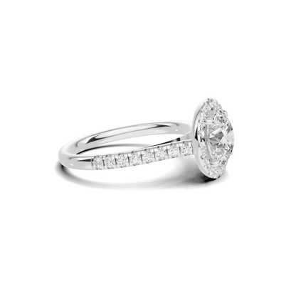 Pave Halo Statement Ring 14K White Gold