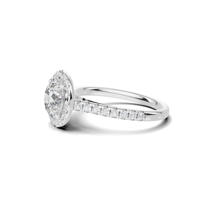 Pave Halo Statement Ring 14K White Gold