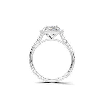 Pave Halo Statement Ring 14K White Gold