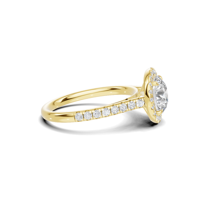 Pave Halo Statement Ring 14K Yellow Gold