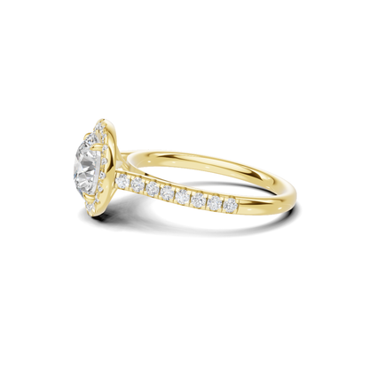 Pave Halo Statement Ring 14K Yellow Gold