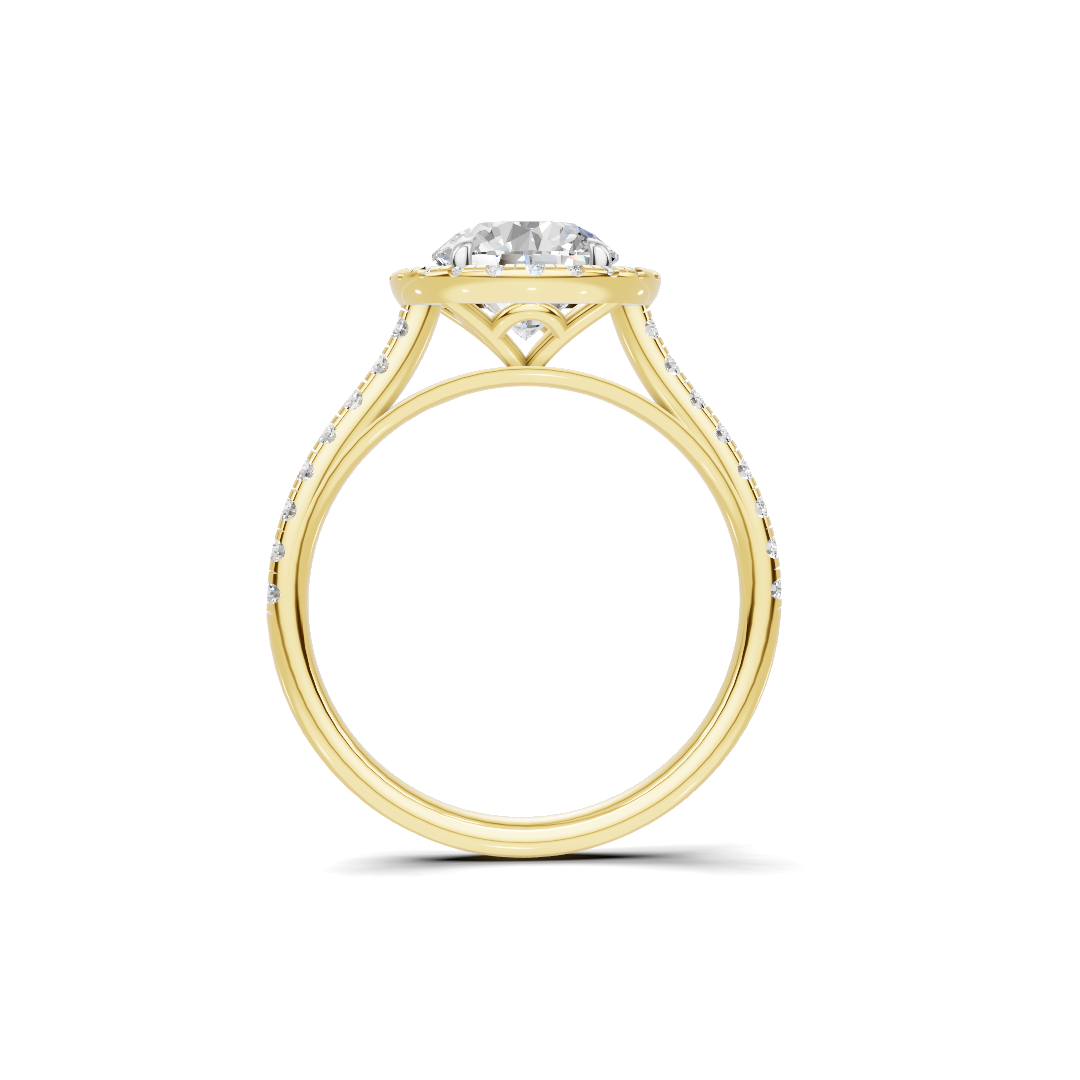 Pave Halo Statement Ring 14K Yellow Gold