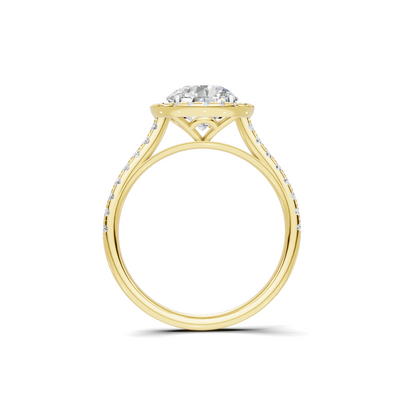 Pave Halo Statement Ring 14K Yellow Gold
