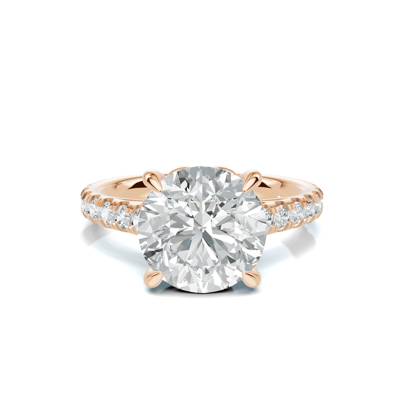 Round Pave Setting Ring 14K Rose Gold