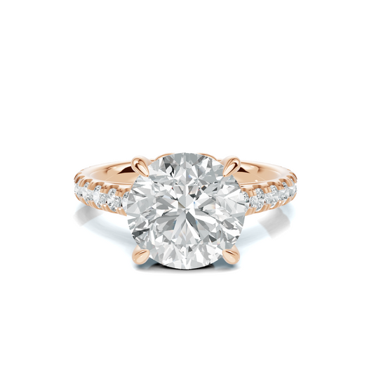 Round Pave Setting Ring 14K Rose Gold