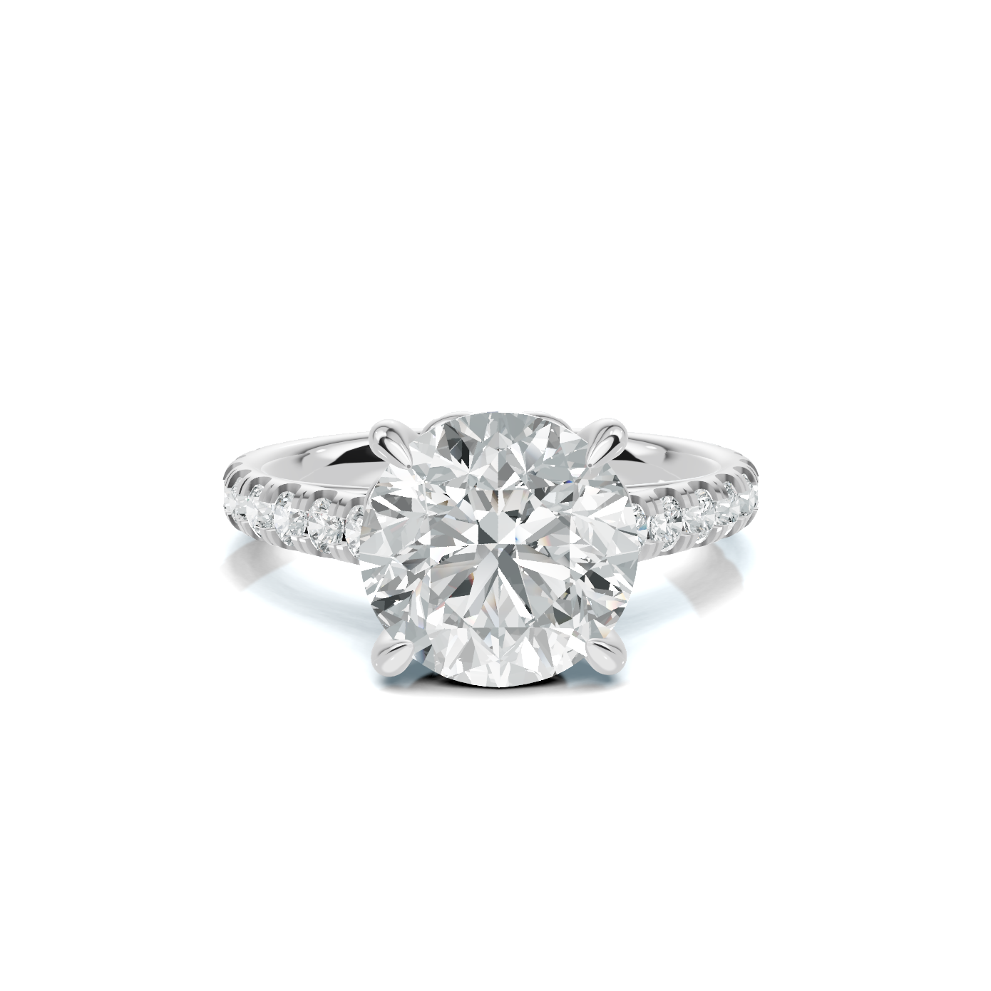 Round Pave Setting Ring 14K White Gold