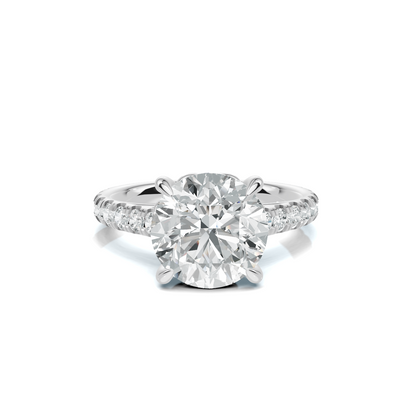 Round Pave Setting Ring 14K White Gold