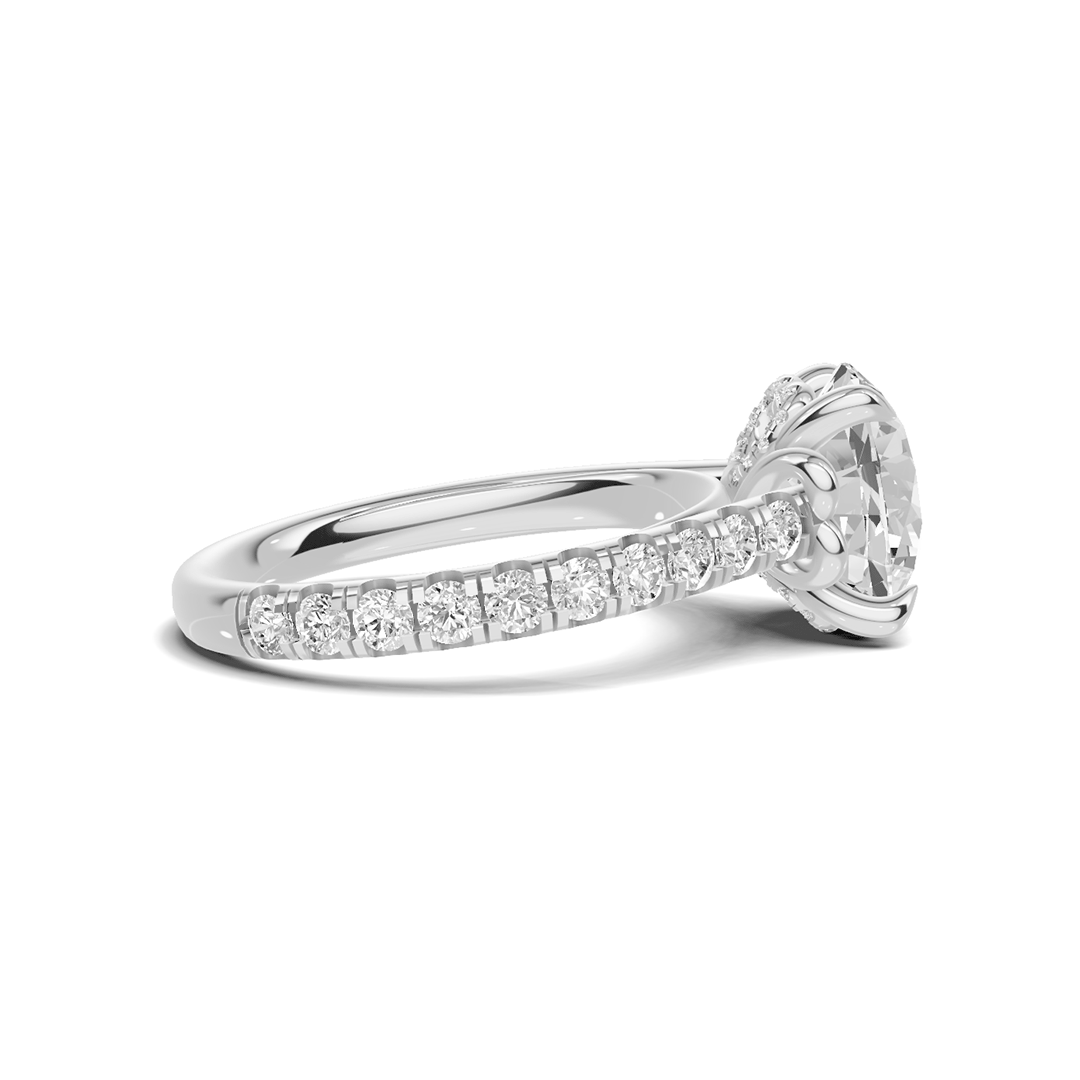 Round Pave Setting Ring 14K White Gold