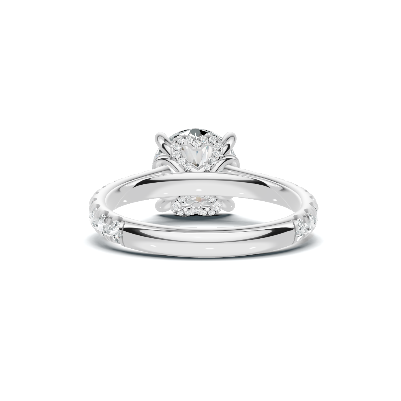 Round Pave Setting Ring 14K White Gold