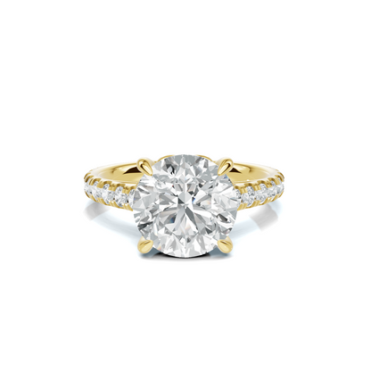 Round Pave Setting Ring 14K Yellow Gold
