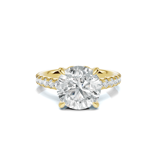 Round Pave Setting Ring 14K Yellow Gold