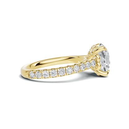 Round Pave Setting Ring 14K Yellow Gold